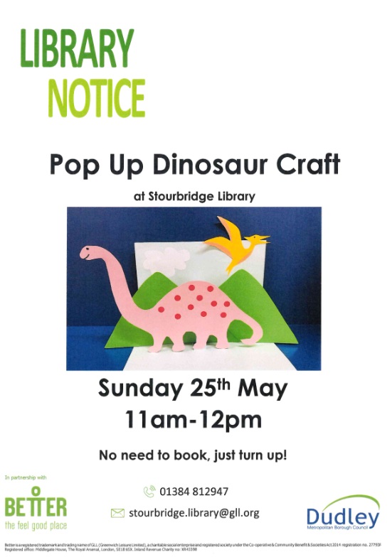 Stourbridge Library - Pop Up Dinosaur Craft